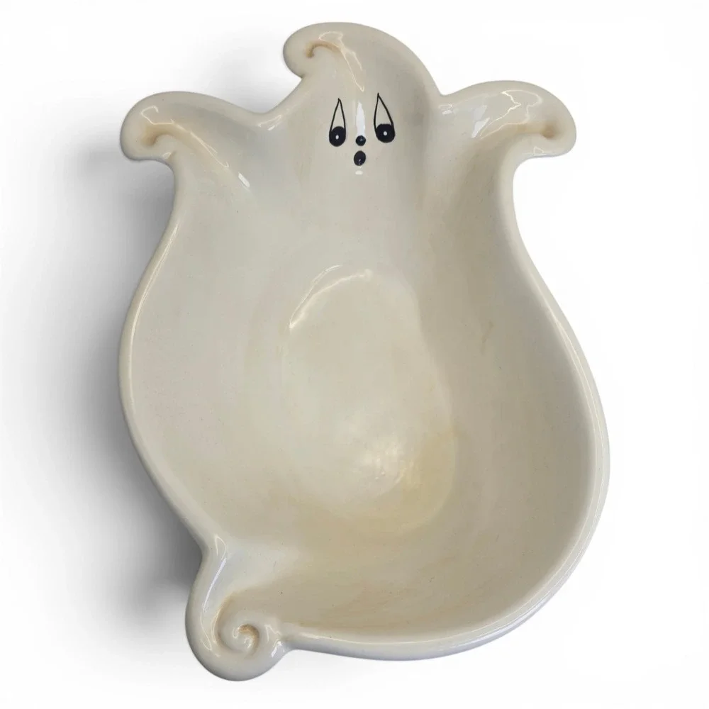 Johanna Parker Large Ghost Nesting Bowl Halloween Transpac Ceramic Serving Bowl
